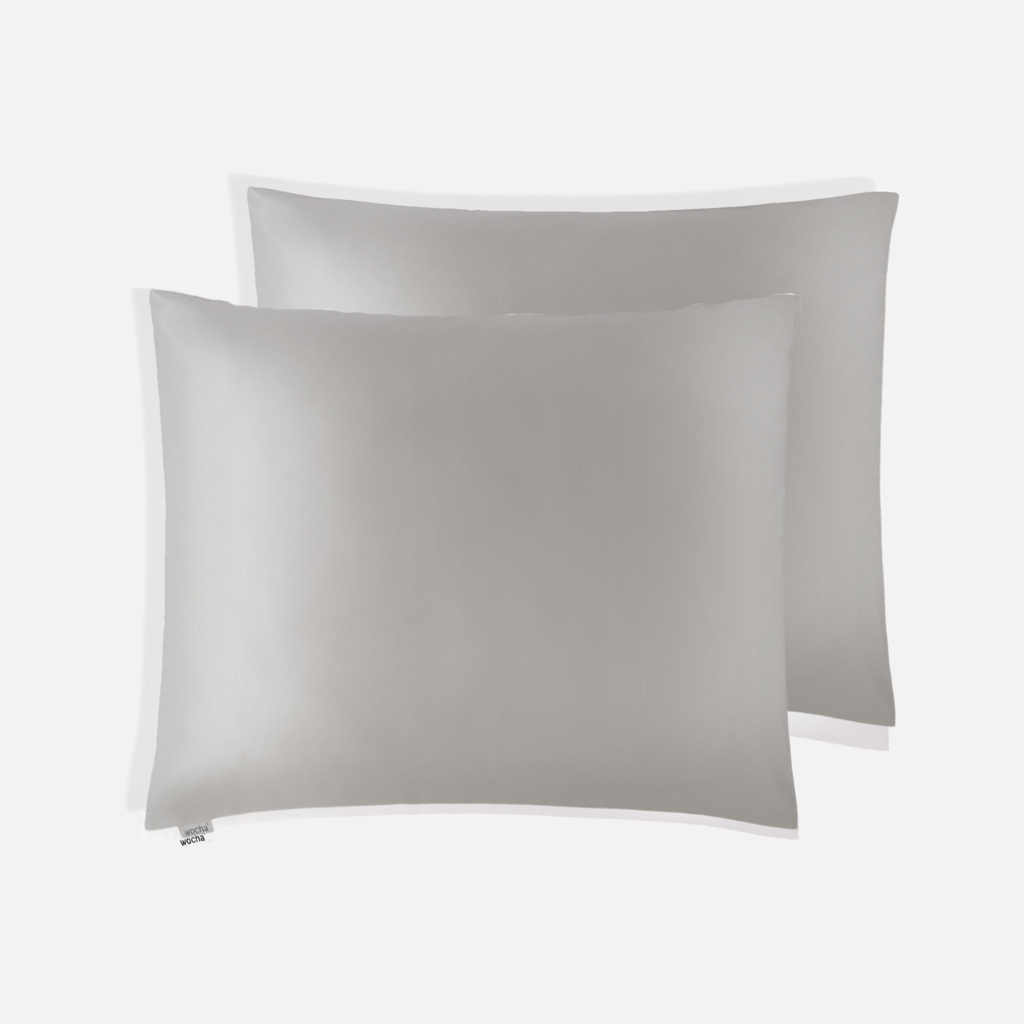 Zijden Kussenslopen Grijs - Set van 2 Katoen satijn dekbedovertrek in pasteltinten – romantisch en huidvriendelijk materiaal