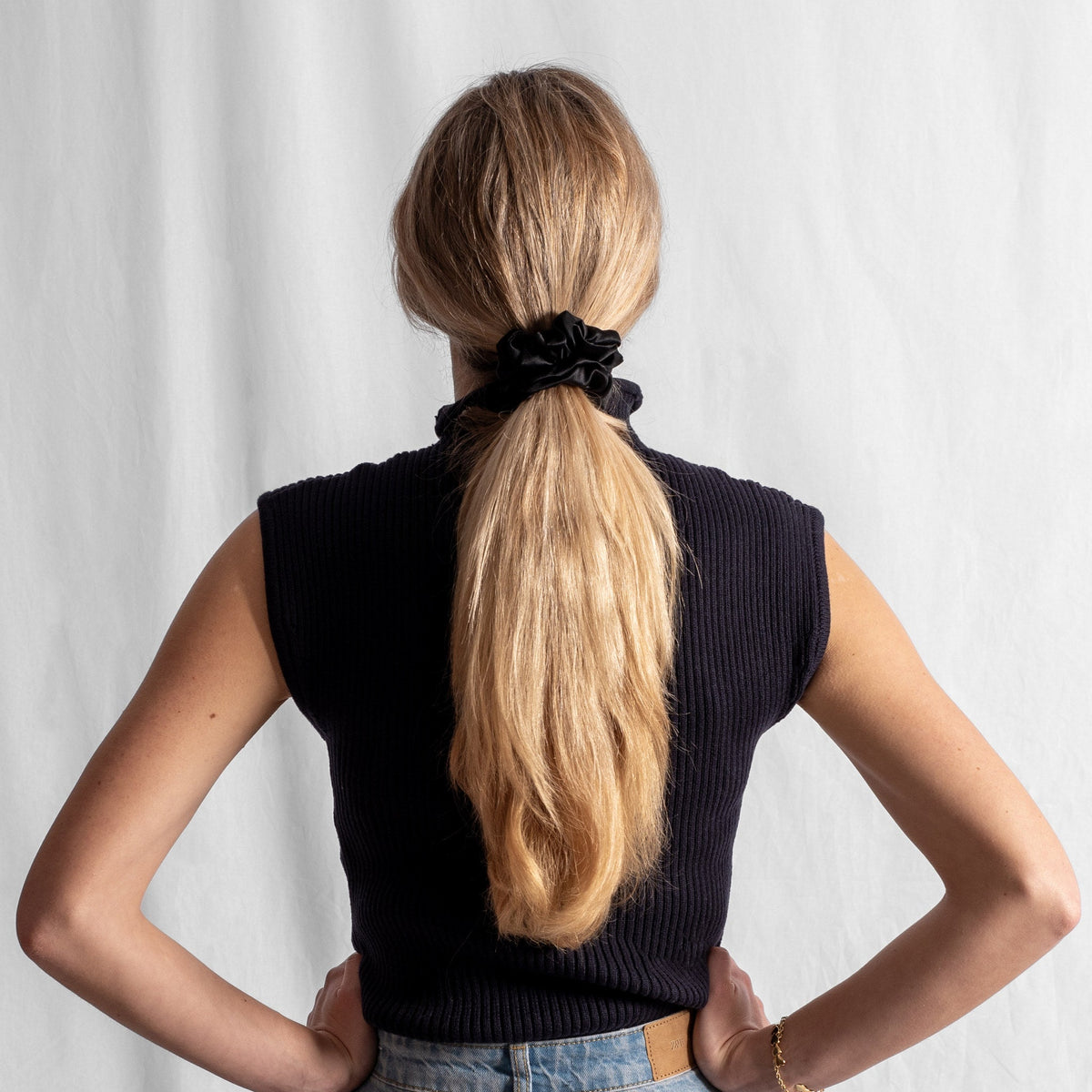 Zijden scrunchie zwart