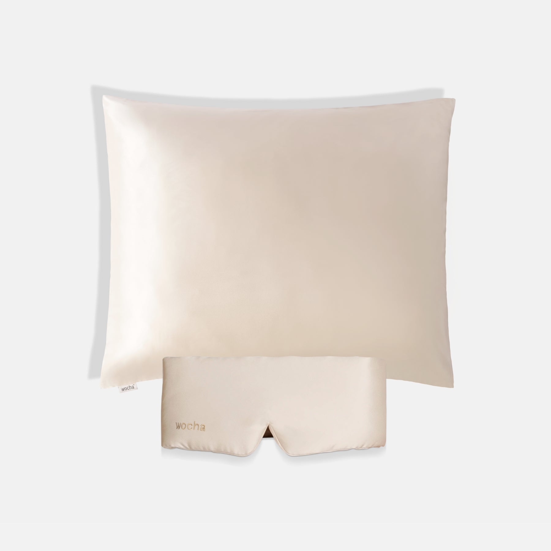 Bundel: Zijden kussensloop champagne & Slaapmasker champagne - Zijden slaapmasker met zijde van hoge kwaliteit