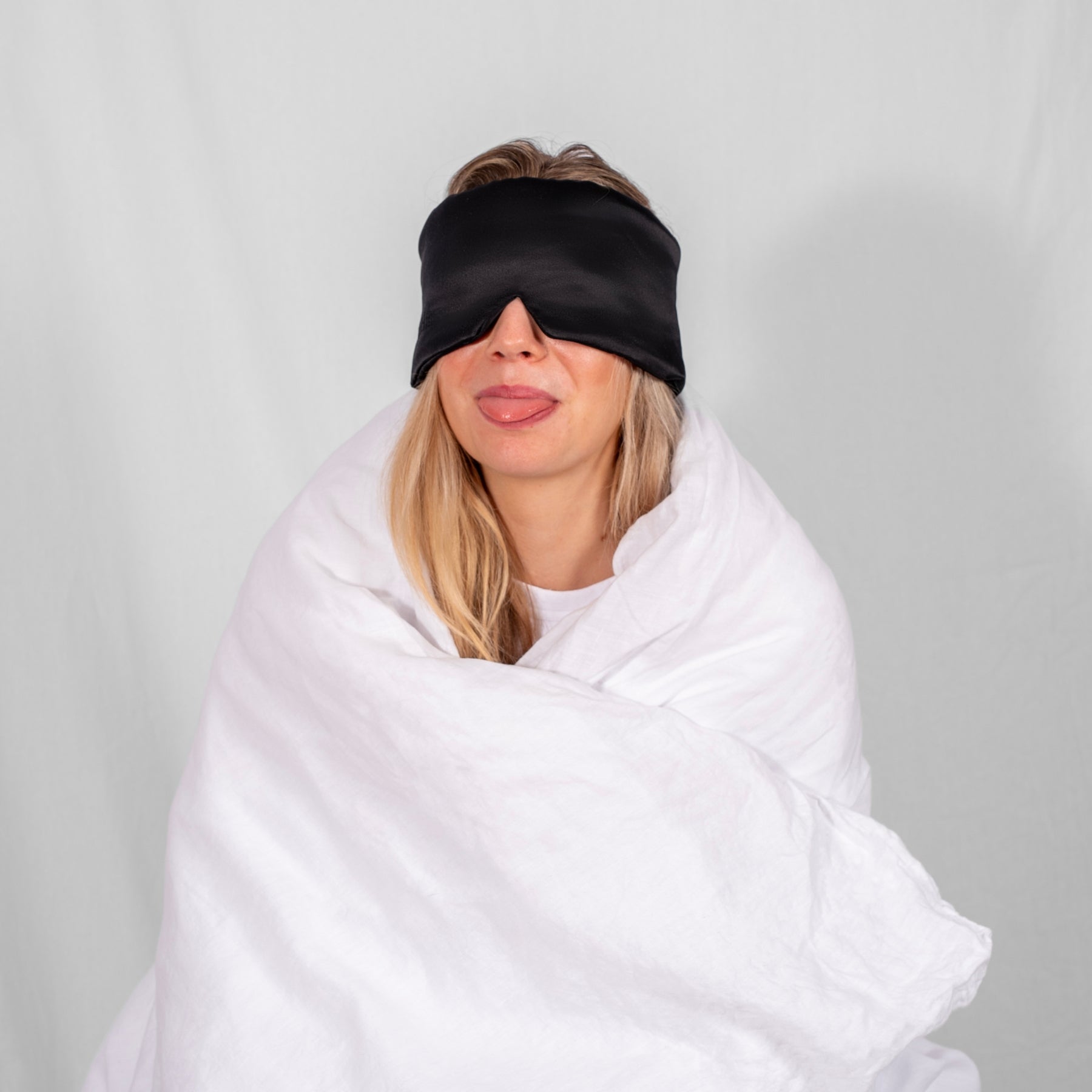 Bundel: Zijden kussensloop champagne & Slaapmasker zwart