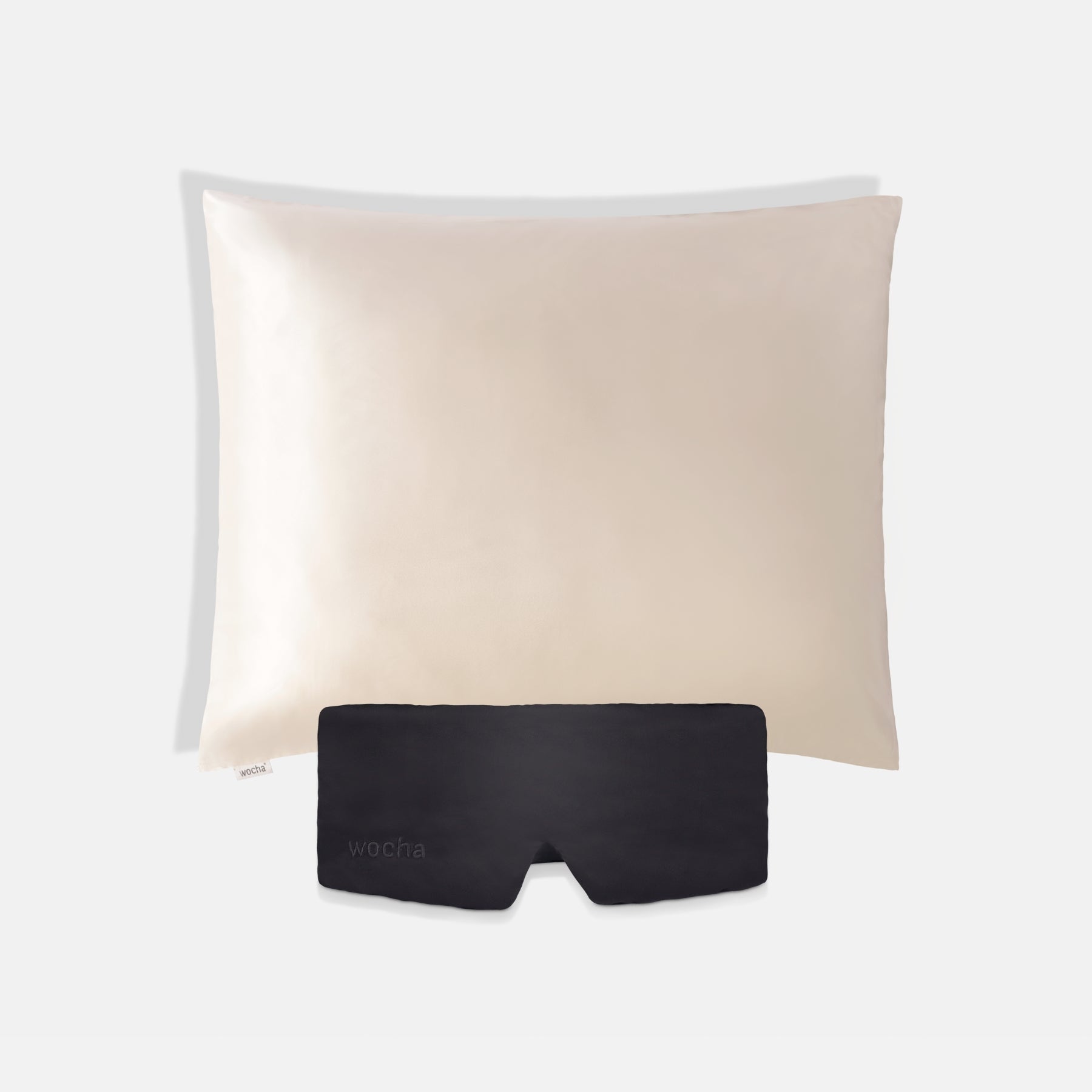 Bundel: Zijden kussensloop champagne & Slaapmasker zwart