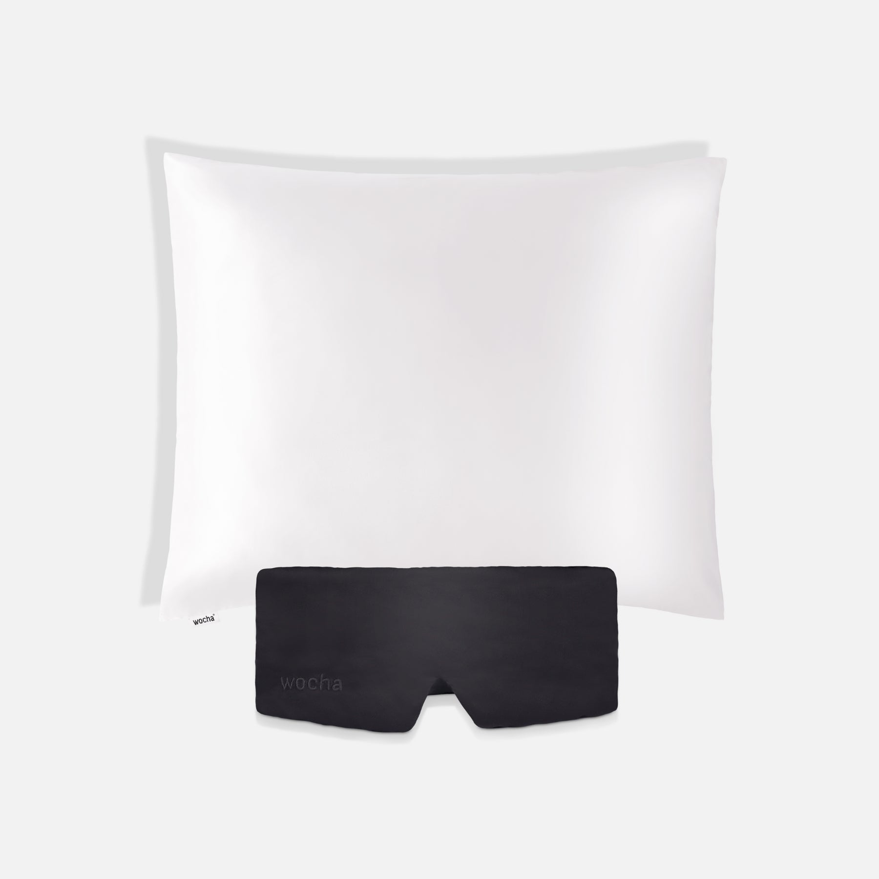 Bundel: Zijden kussensloop wit & Slaapmasker zwart - Zijden slaapmasker met verstelbare band