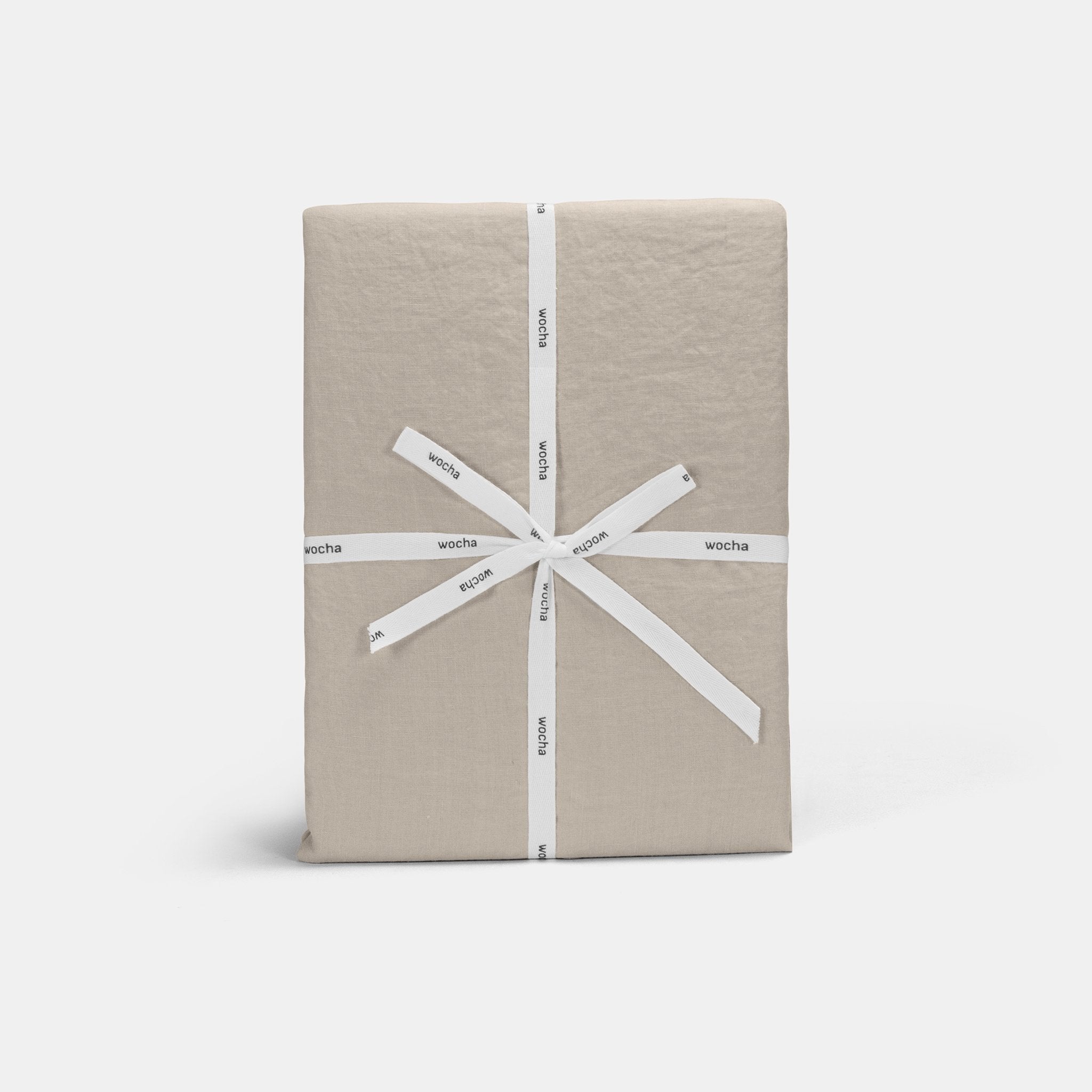 Dekbedovertrek gewassen linnen beige