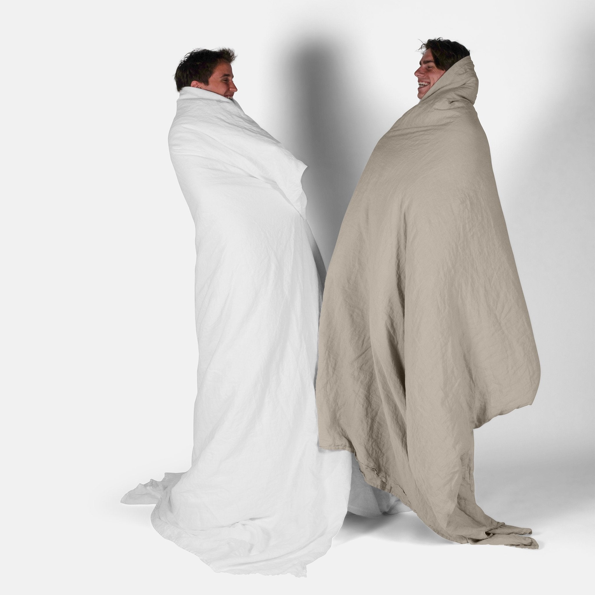 Dekbedovertrek gewassen linnen beige