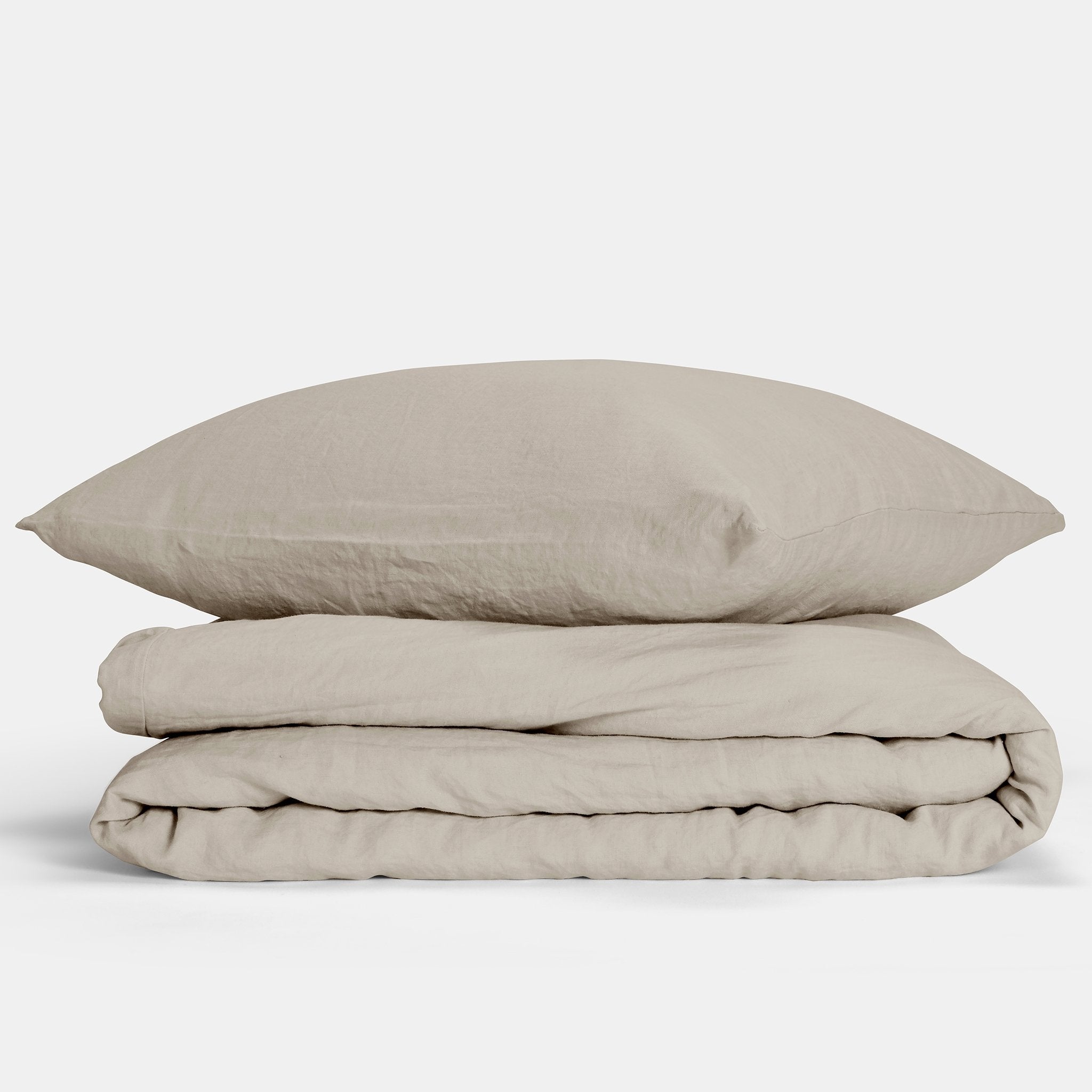 Dekbedovertrek gewassen linnen beige